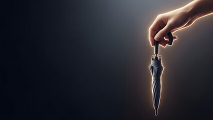 Guaranteed protection with a modern umbrella offered by a helping hand, symbolizing safety and insurance in uncertain times, minimalist design