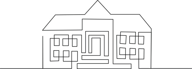 Modern architectural line art of a home, perfect for real estate, design, or construction projects needing a minimalist and stylish touch, conveying simplicity and elegance.
