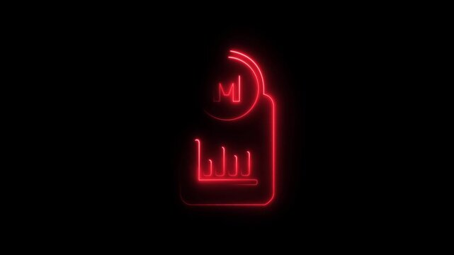 Abstract glowing neon Measurable Smart goal setting icon animation with dark background.