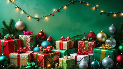 Christmas Gift Boxes Display – Festive Holiday Presents and Decor Scene