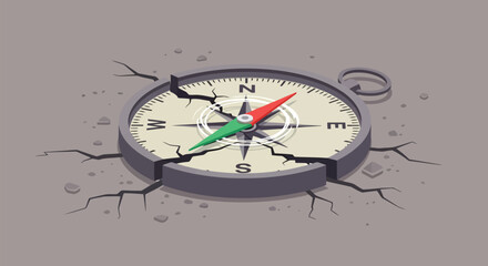 Crisis compass: navigating uncertainty & broken business guidance Vector, illustration