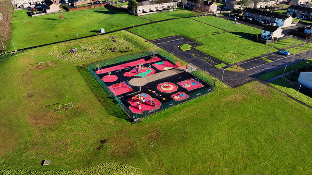 Aerial view of Dunclug play Park Ballymena Co Antrim Northern Ireland