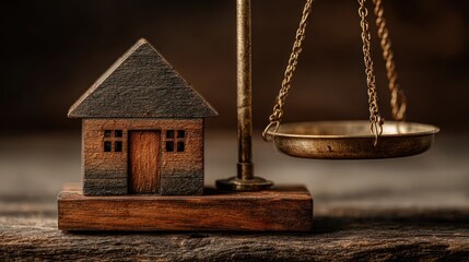 Conceptual image of a house on a scale symbolizing real estate or home ownership