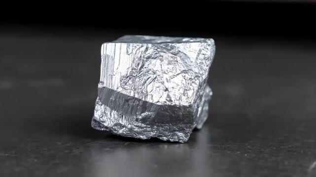 Raw metallic zinc on dark surface.