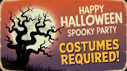 Happy Halloween Spooky Party Costumes Required Poster Keywords: Halloween, spooky, party