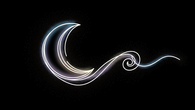 Dreamy lunar crescent with elegant swirl for spiritual guidance and cosmic connection