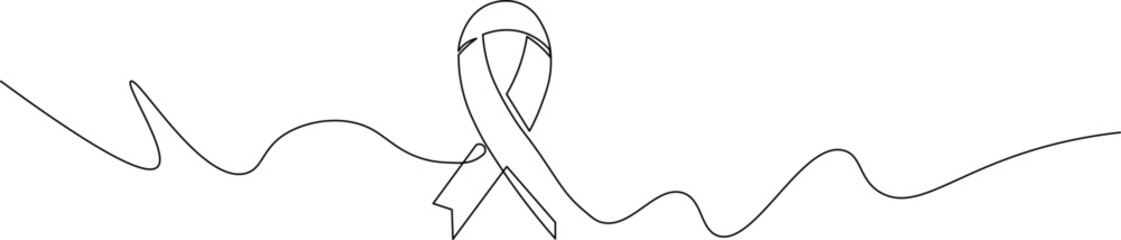 Show your support with this elegant one-line ribbon drawing - A symbol of hope, awareness, and solidarity for important causes, perfect for social media graphics
