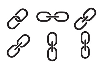 Chain vector icon set. Chain link icons. Minimal Chain Link Icon Set – Monochrome Vector Symbols for Connection, Attachment, Hyperlink and Network Concept Design. EPS 10.