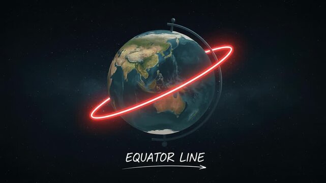 Earth globe illustration with a red neon line depicting the equator