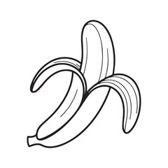 One continuous line illustration of an banana, isolated on white background.