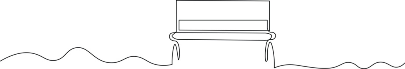 Obraz premium Minimalist park bench illustration perfect for adding a touch of serenity to your designs or conveying a sense of place and relaxation with its clean lines 