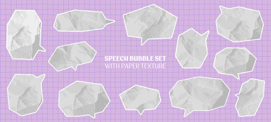 Paper-Textured Speech Bubble Set