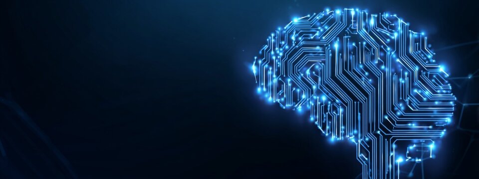 Modern Neon Brain with Circuit Pathways Illustrating Machine Learning Technology and Digital Innovation - Powered by Adobe