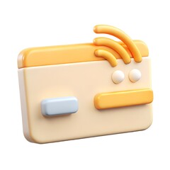 Stylized 3D render of a contactless payment card icon representing modern digital financial transactions and secure banking technology.