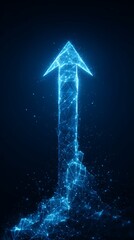 Electric Blue Arrow Ascending Upward on Dark Background Success Concept