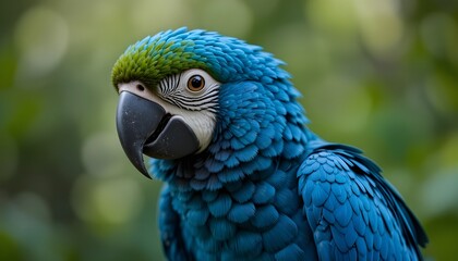 Close-Up Blue Macaw Feathers Background with Detailed Texture for Nature, Wildlife, and Artistic Design Projects