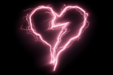 Electric Pink Heart Shape Isolated on a Dark Background for Love and Romance