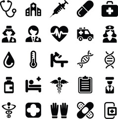 Medical and Health Care Icon Assortment stethoscope