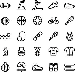 Sports and Fitness Icons Outline Set dumbbell treadmill