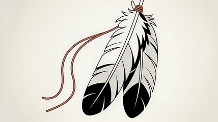 Two Feathers Tied Together with Leather Cords photo