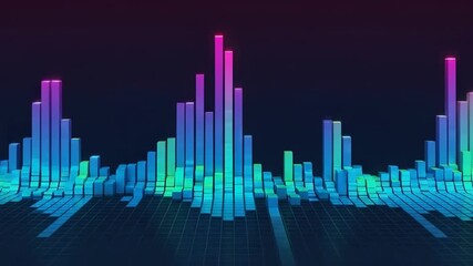 Futuristic Digital Audio Spectrum Analyzer Animation. - Powered by Adobe
