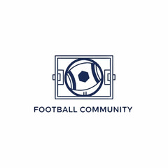 Fototapeta premium Football Community Logo Depicting a Soccer Field and Ball.