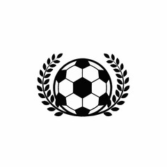 Obraz premium Classic soccer ball emblem with a victory laurel wreath.