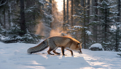 Fox in Winter Wonderland A Snowy Forest Scene.