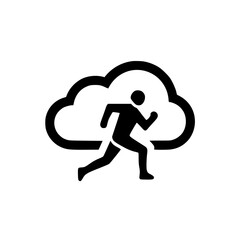 Running person icon silhouette vector inside awning background design concept outdoor sport illustration