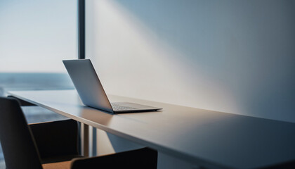 Laptop on a desk near a window with natural light.