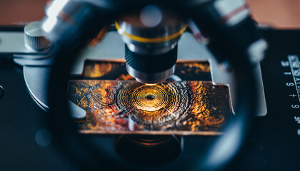 Microscopic View of a Specimen Under a Laboratory Microscope.