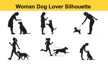 Fototapeta premium Woman dog lover silhouette