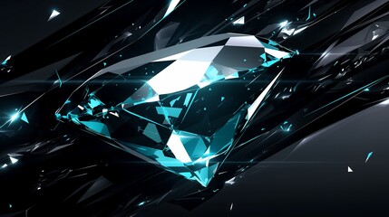 Wallpaper background illustration poster, deep blue and black villain light and shadow, diamond close-up view, Korean KPop style