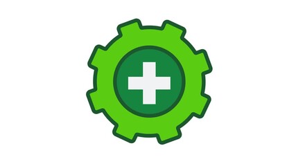 health icon. plus sign in gear. mental, medicine, pharmacy, hospital, web. flat style design - Powered by Adobe