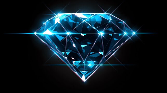 Wallpaper background illustration poster, deep blue and black villain light and shadow, diamond close-up view, Korean KPop style - Powered by Adobe