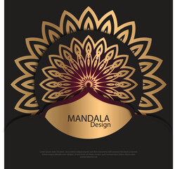 Mandala design round luxury design golden brush text.
