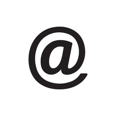 at sign icon. Email adress sign icon in solid black flat shape glyph icon, isolated on white background