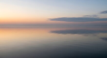 Fototapeta premium Tranquil Horizons Reflections of Dusk on Calm Waters Background