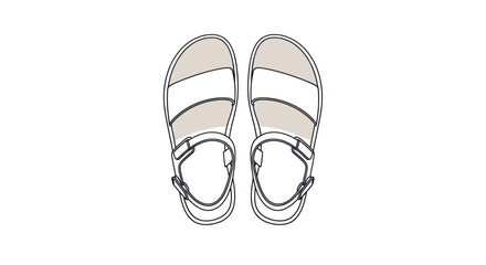 Minimalist Line Art Illustration of Comfortable Strappy Sandals.