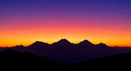 Obraz premium Sunset Over Mountain Peaks Gradient Sky Landscape