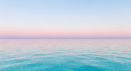 Fototapeta premium Serene Waterscape A Peaceful Horizon of Calm Ocean and Pastel Sky