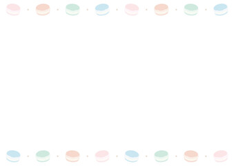 パステルカラーのマカロンを並べた上下フレーム素材/優しい雰囲気のスイーツ飾り