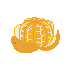 orange pixel art, vector illustration on isolated background.
