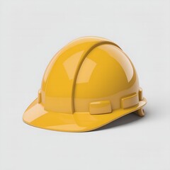 A bright yellow construction hard hat sits on a clean white background
