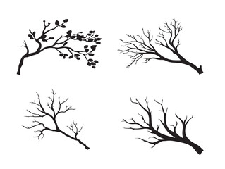 Elegant branch silhouette icon set with beautiful minimalist design