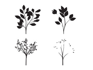 Beautiful natural branch silhouette icons with clean vector style