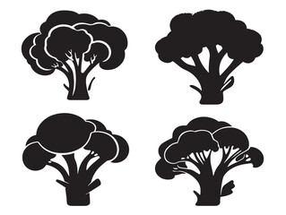 Gorgeous healthy broccoli illustration in simple silhouette vector art