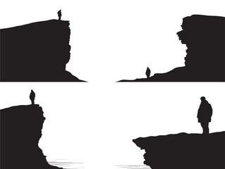 Elegant cliff silhouette icon set showcasing stunning rocky formations