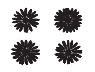 Elegant daisy silhouette icon set in beautiful vector artwork