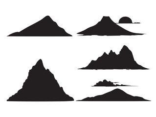 Gorgeous hill silhouette icon set featuring elegant bold shapes